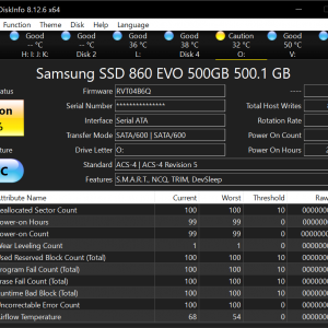 CrystalDiskInfo 查看ssd、pcie硬盘的健康度